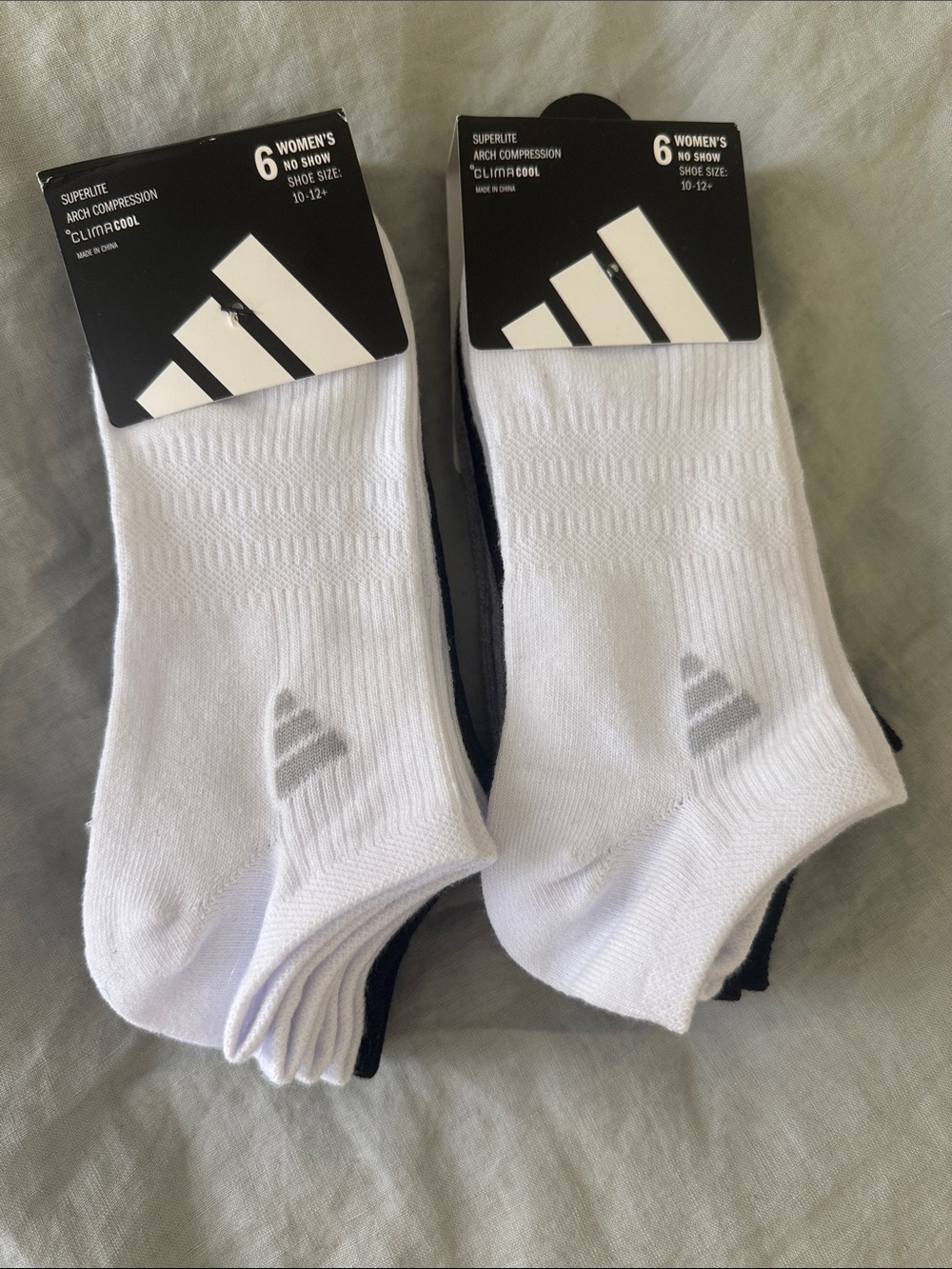 Adidas superlite arch compression climacool no show socks womens 10-12
